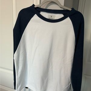 Navy & white Dudley Stephens fleece baseball shirt. XL. Never worn.